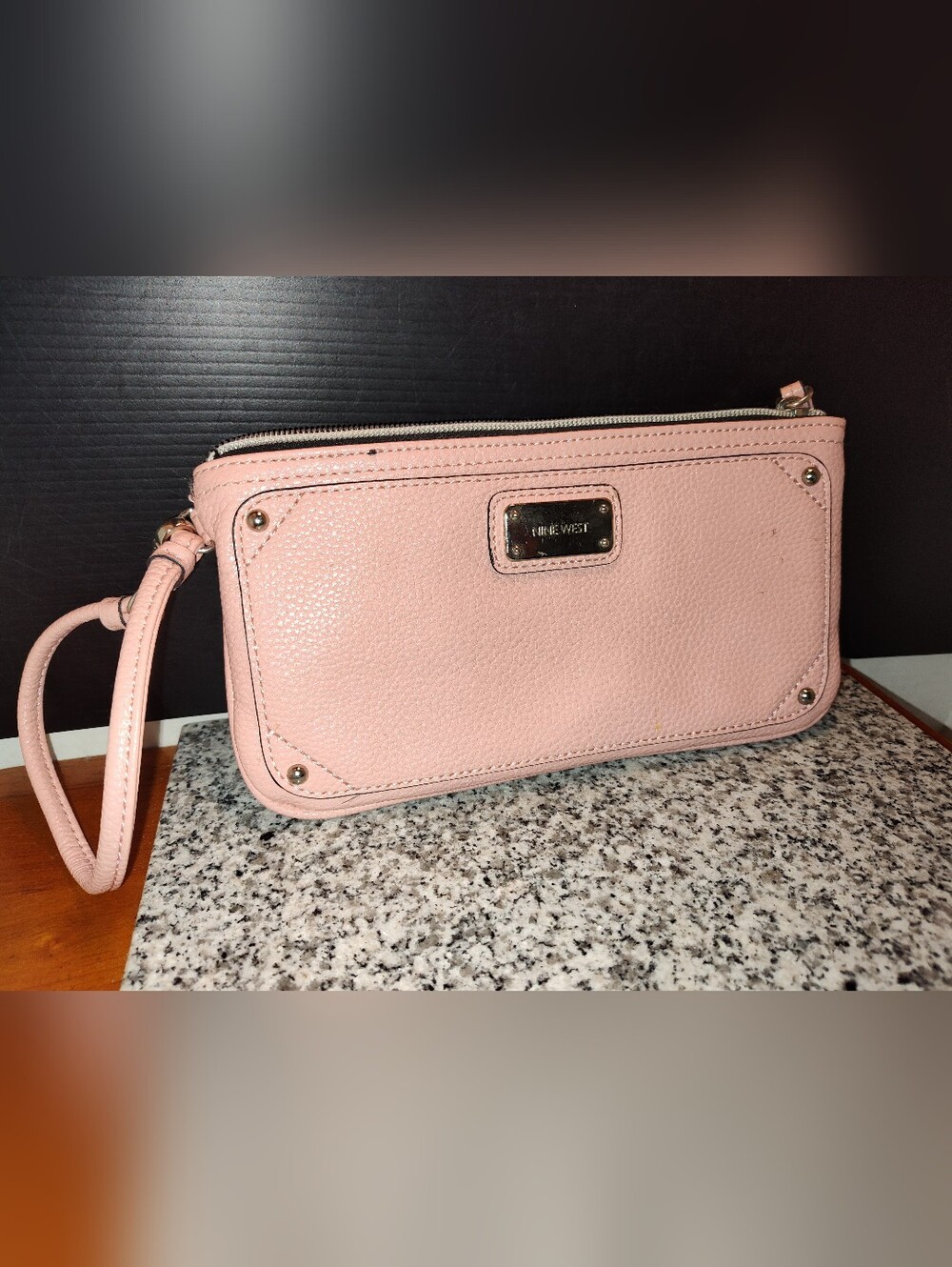 Nine West Blush Pink Leather Zip Wallet